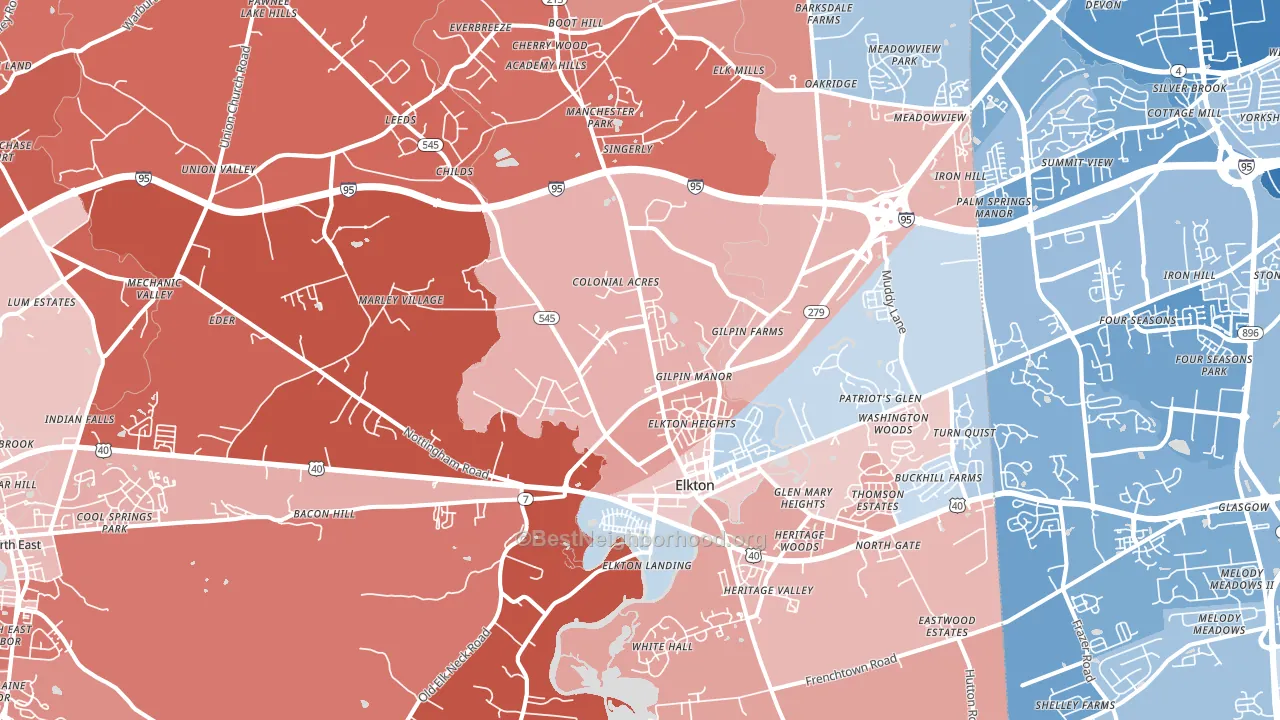 21921, MD block-group political-lean map