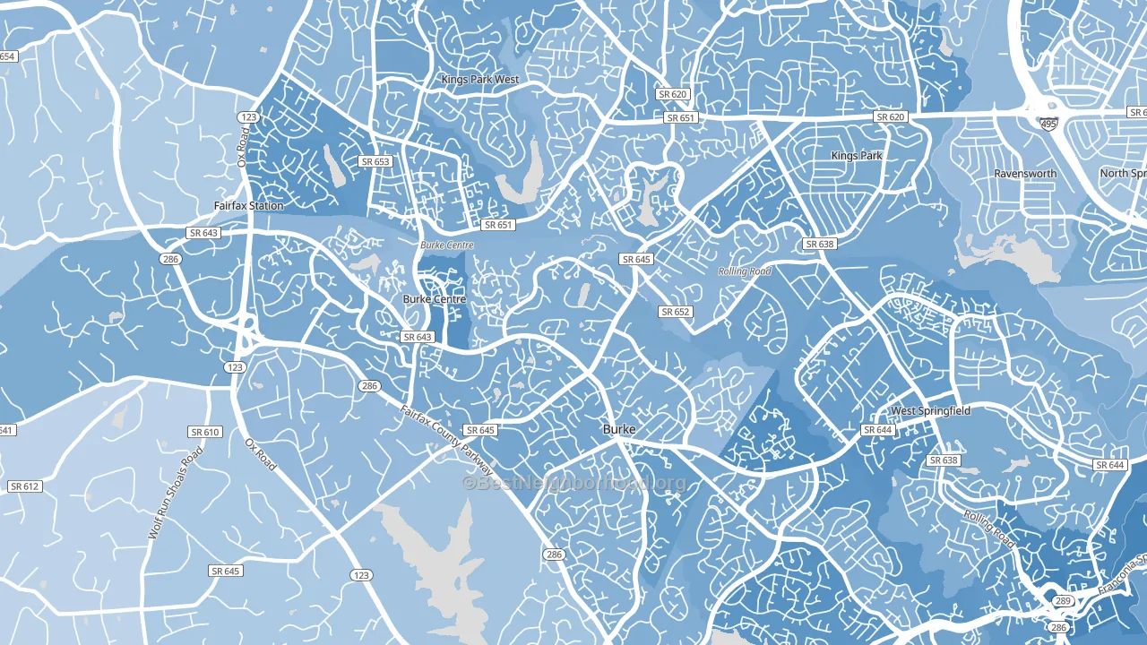 22015, VA block-group political-lean map
