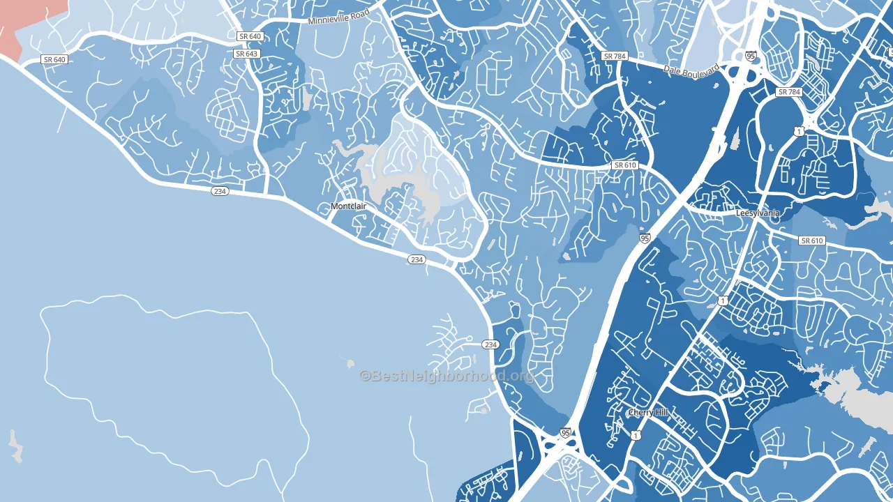 22025, VA block-group political-lean map