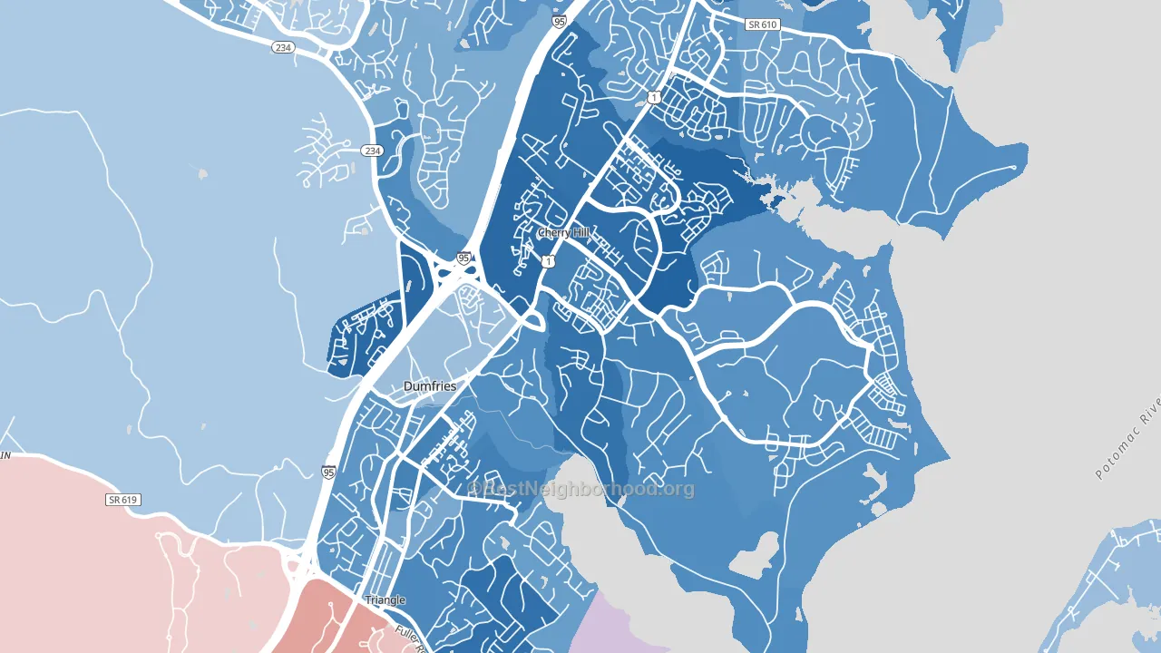 22026, VA block-group political-lean map