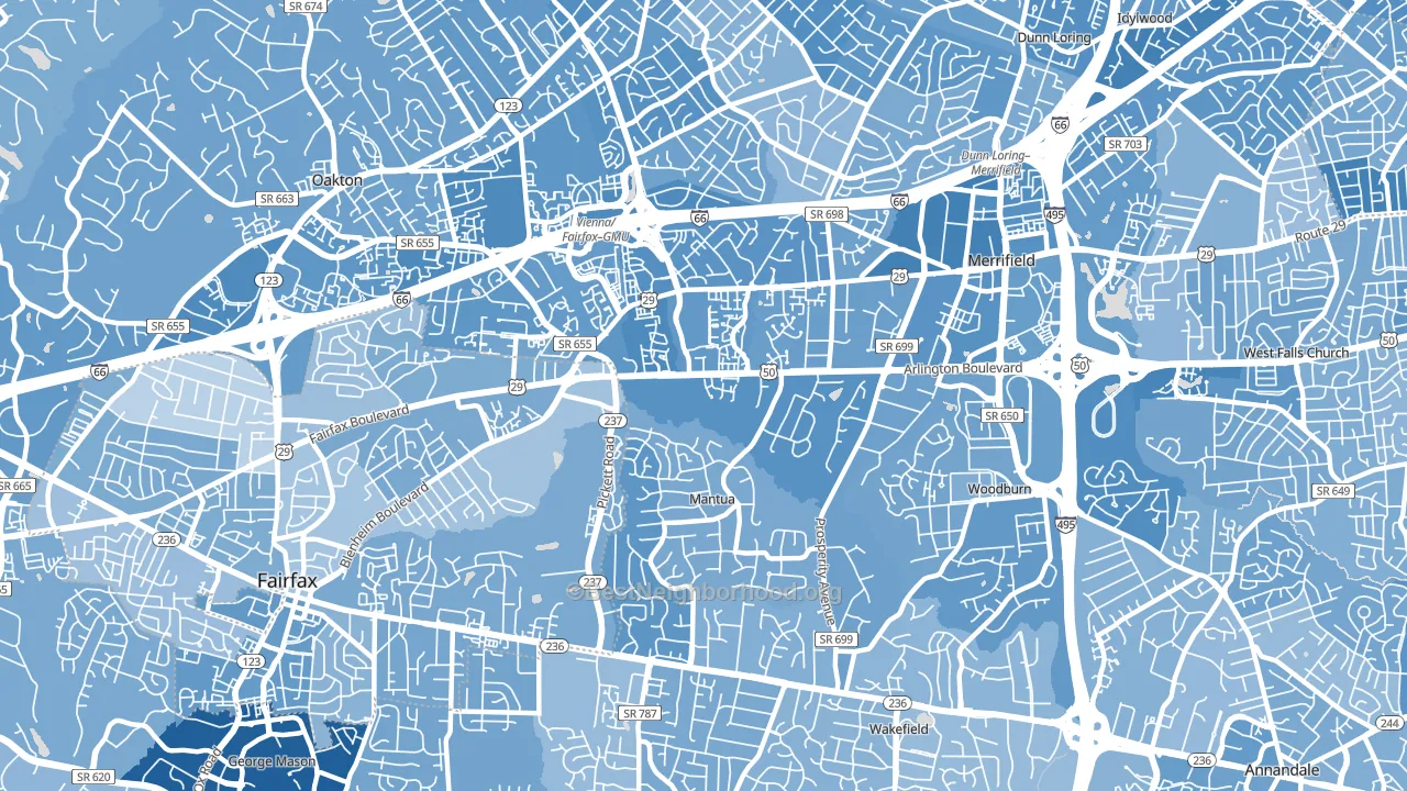 22031, VA block-group political-lean map
