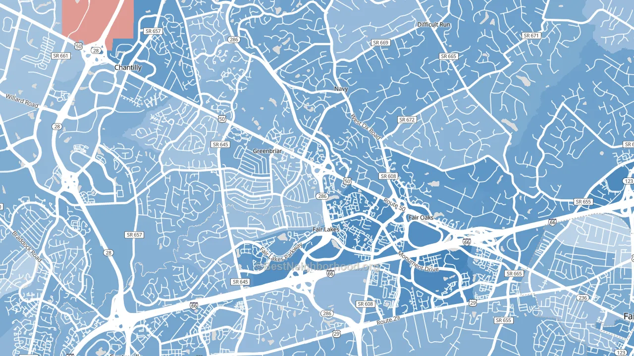 22033, VA block-group political-lean map