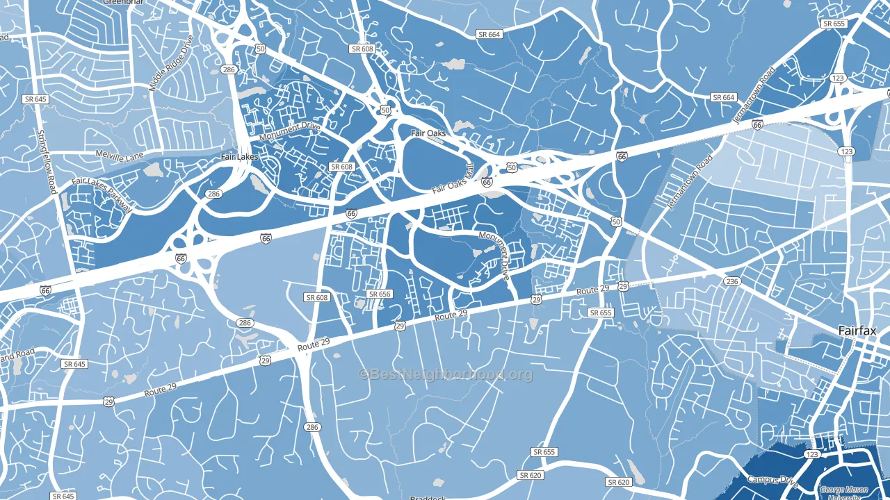 22035, VA block-group political-lean map