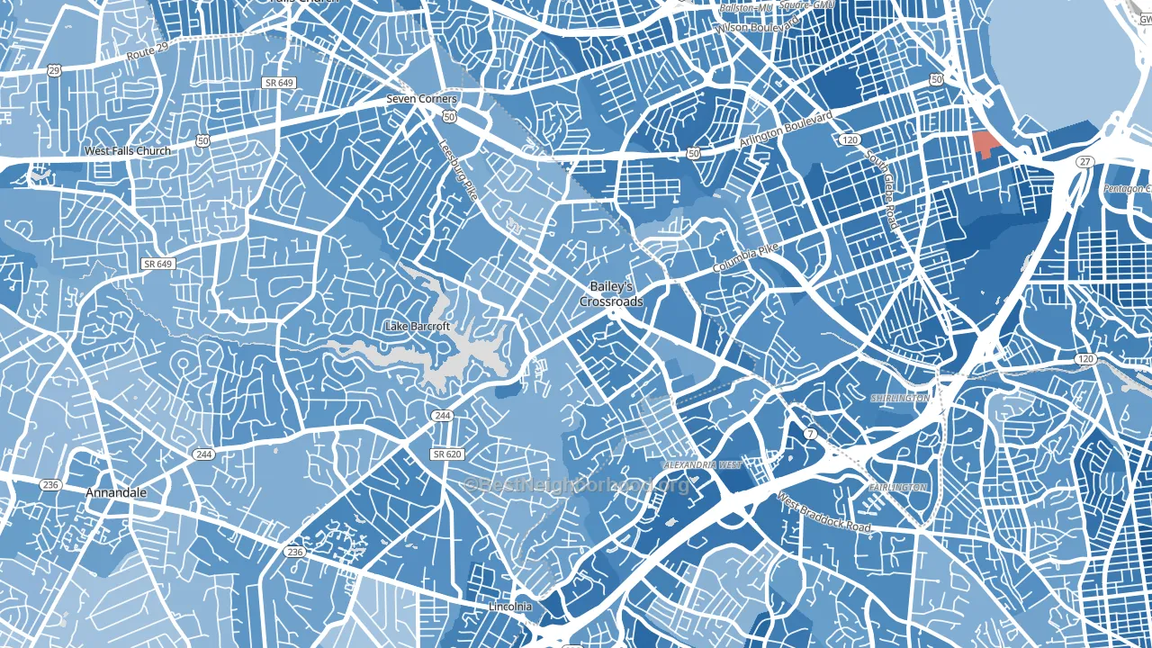 22041, VA block-group political-lean map
