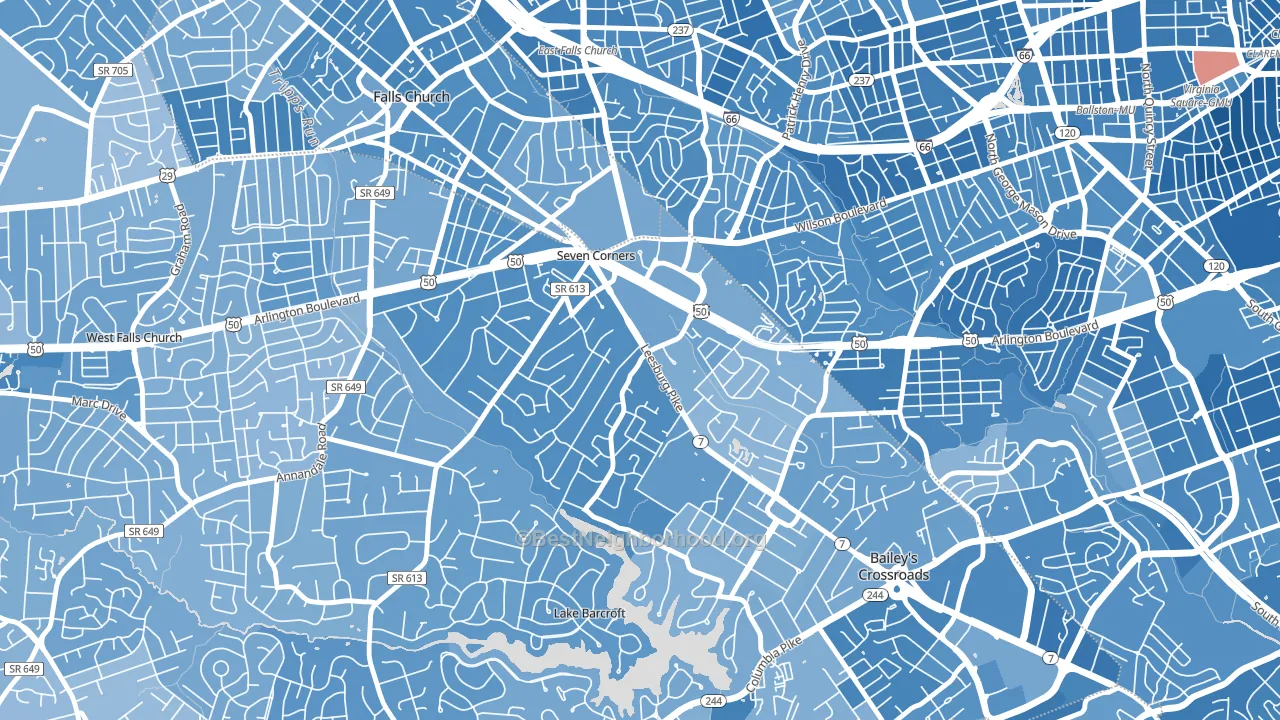 22044, VA block-group political-lean map