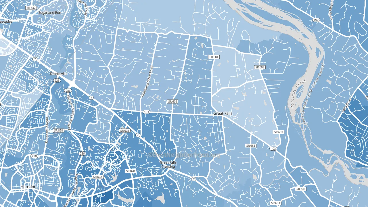 22066, VA block-group political-lean map