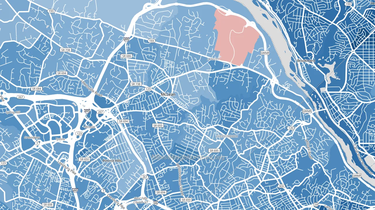 22101, VA block-group political-lean map