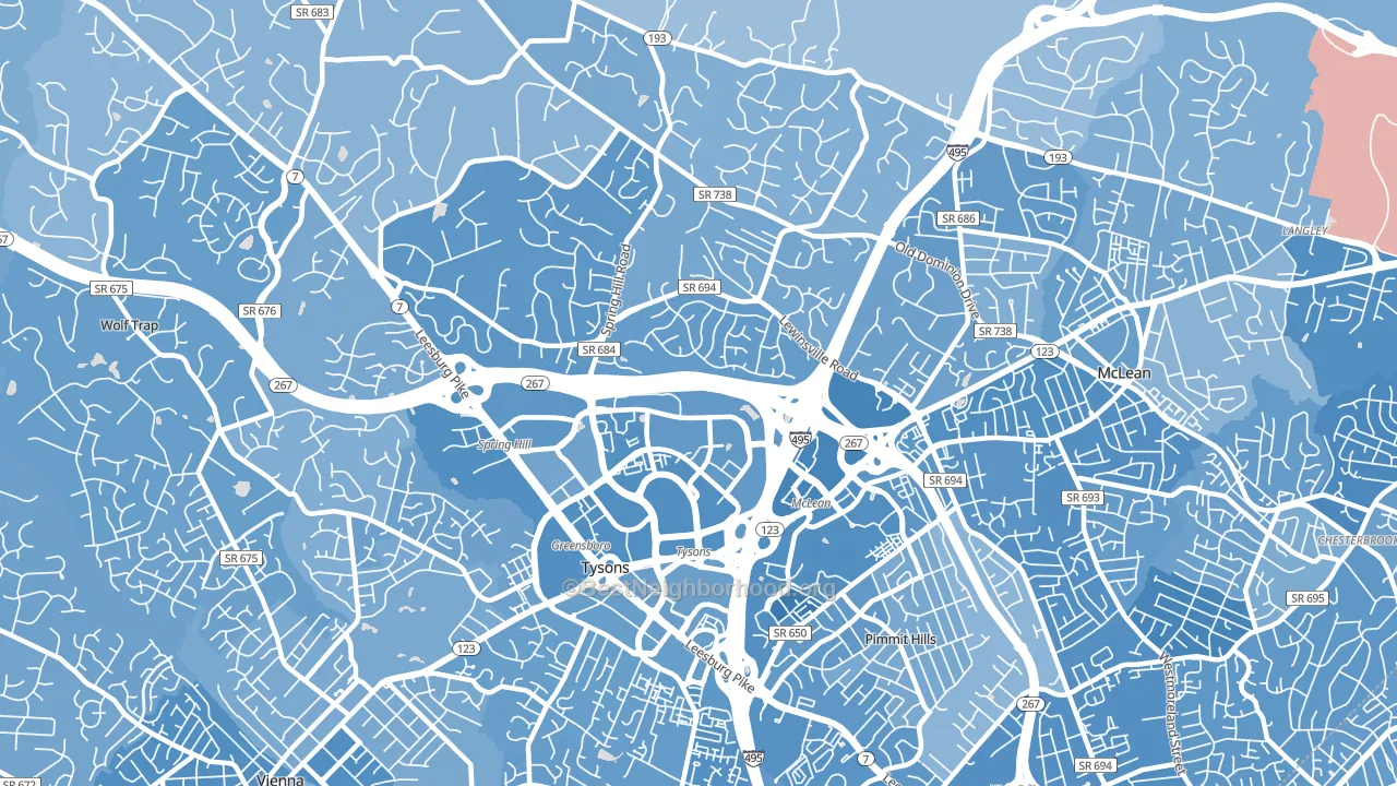 22102, VA block-group political-lean map