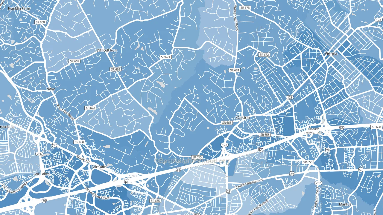 22124, VA block-group political-lean map