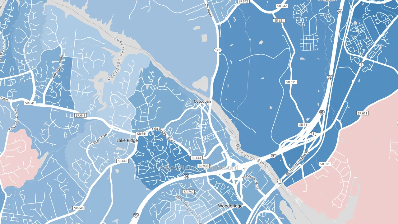 22125, VA block-group political-lean map