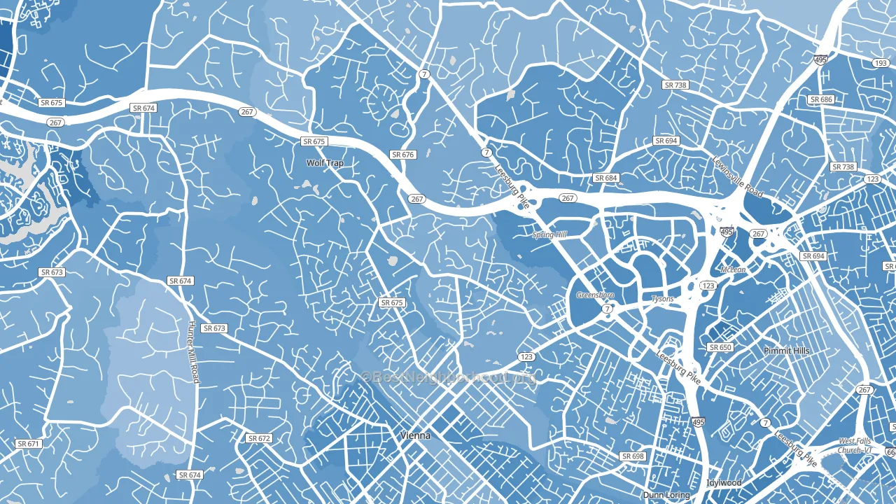 22182, VA block-group political-lean map