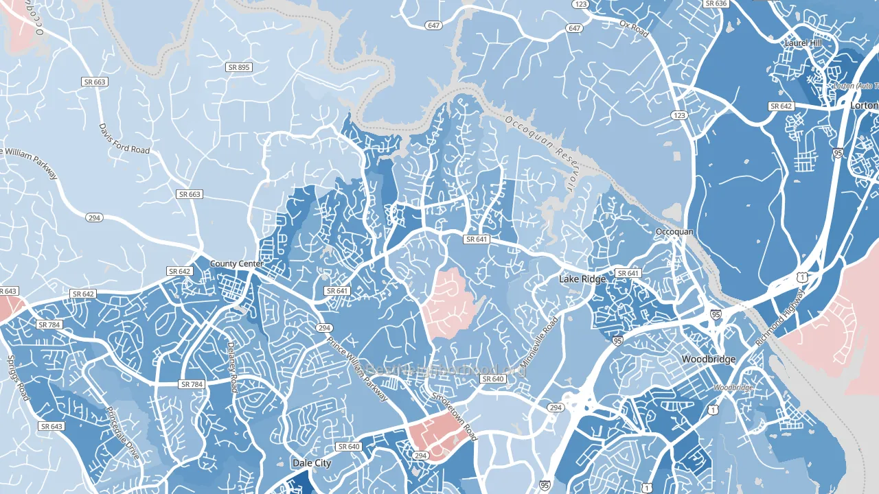 22192, VA block-group political-lean map
