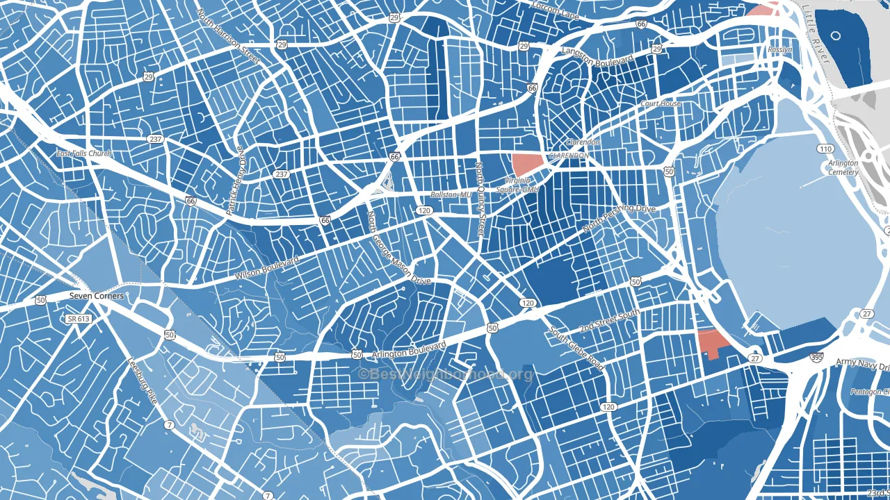 22203, VA block-group political-lean map