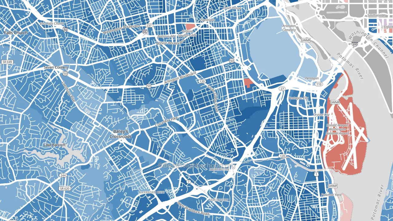 22204, VA block-group political-lean map