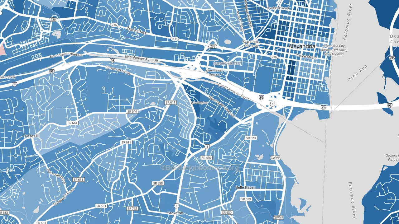 22303, VA block-group political-lean map