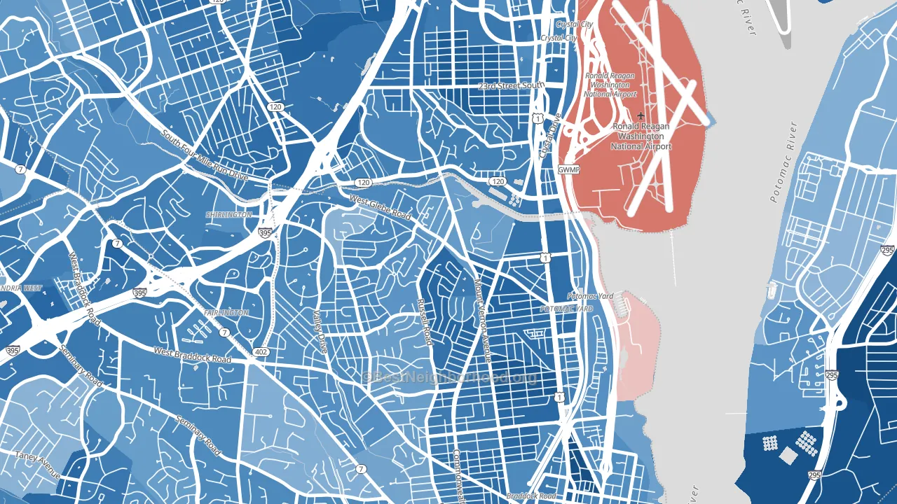 22305, VA block-group political-lean map