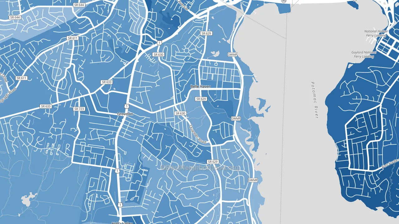 22307, VA block-group political-lean map