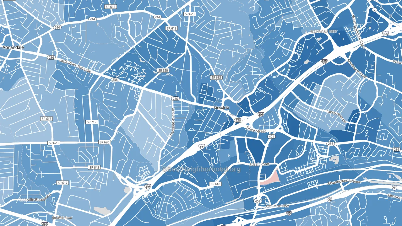 22312, VA block-group political-lean map