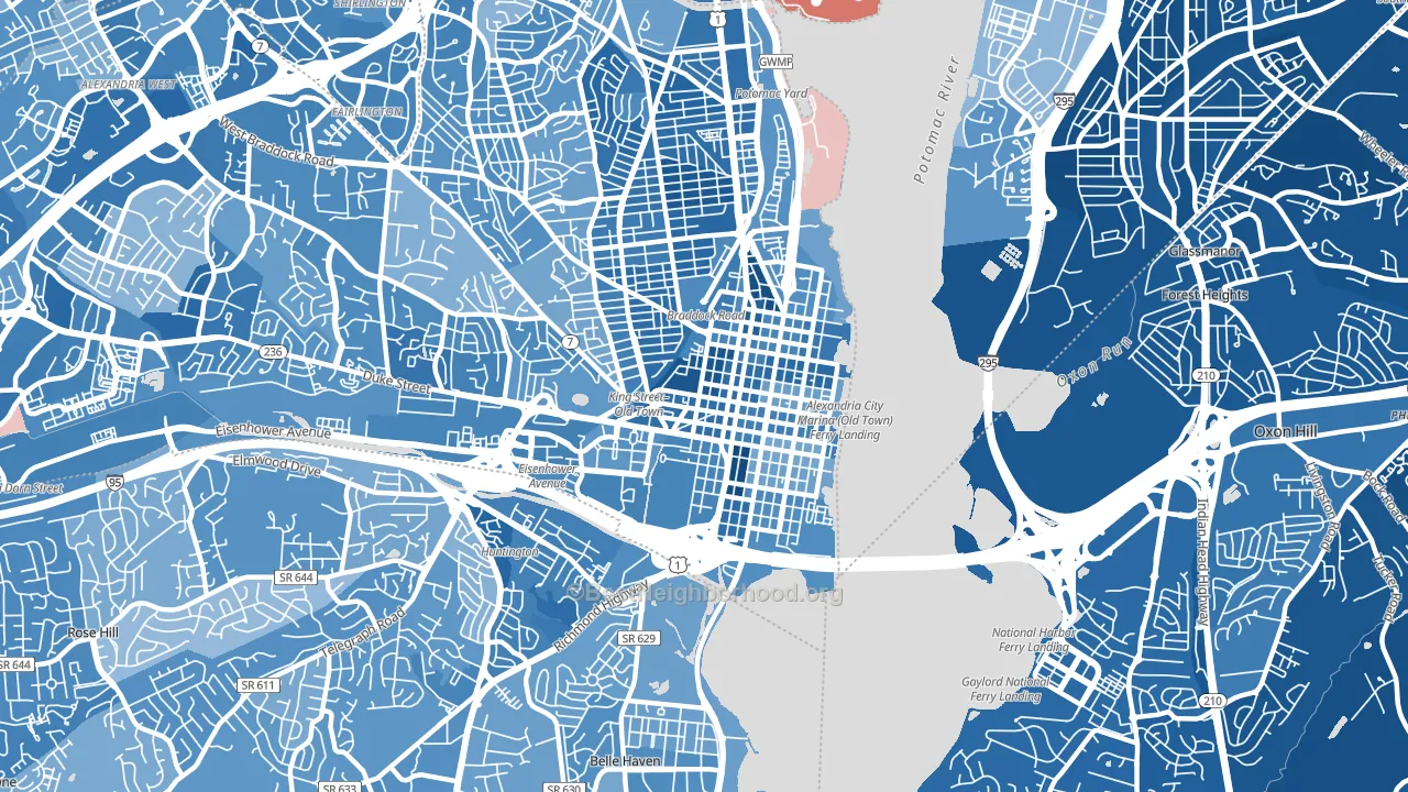 22314, VA block-group political-lean map