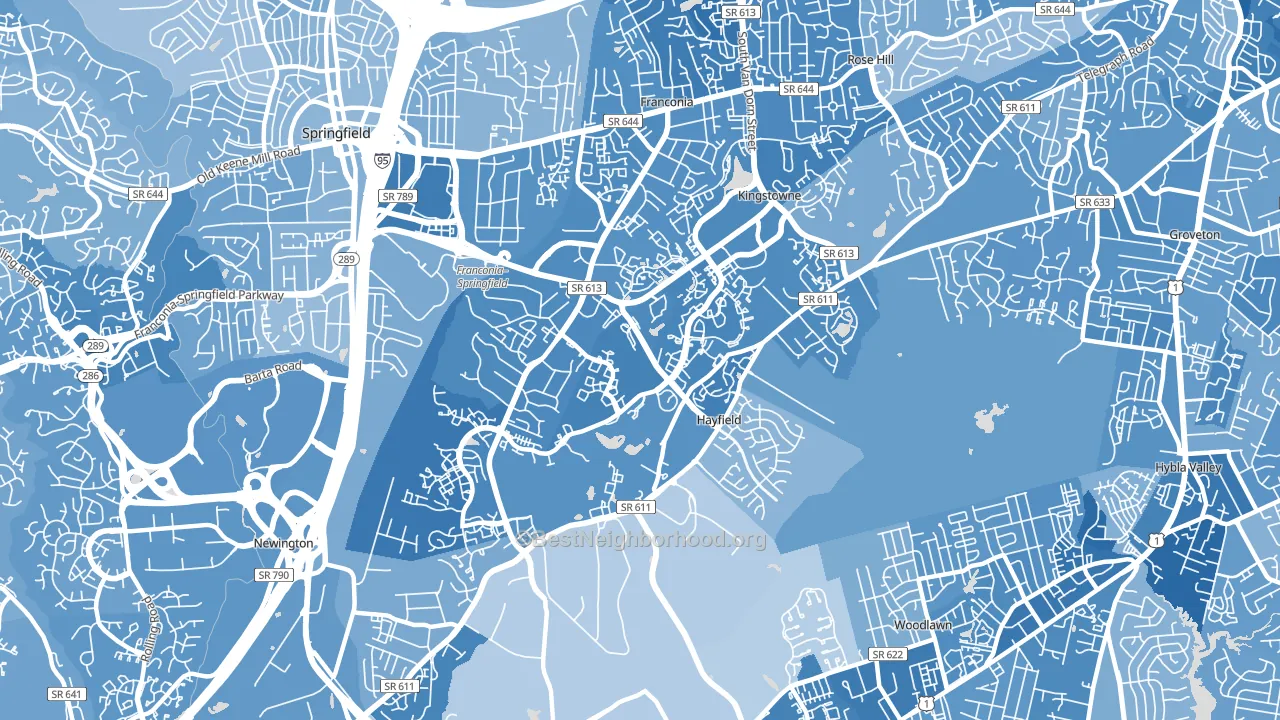 22315, VA block-group political-lean map