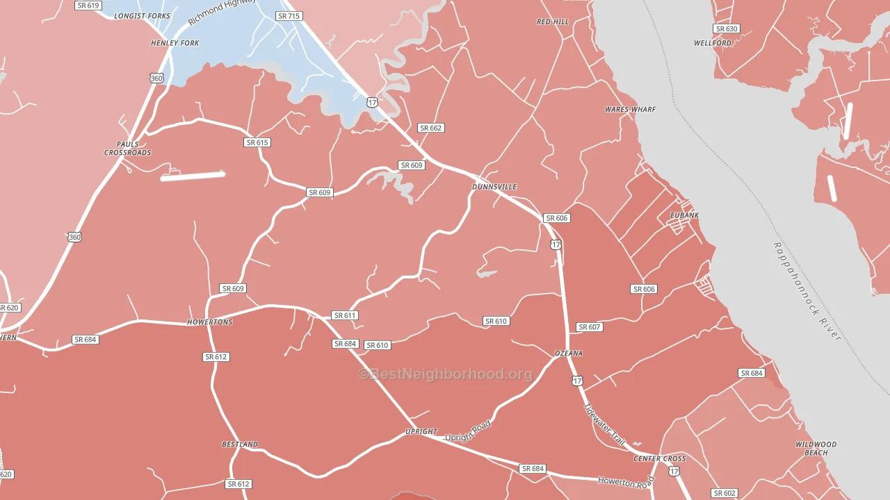 22454, VA block-group political-lean map