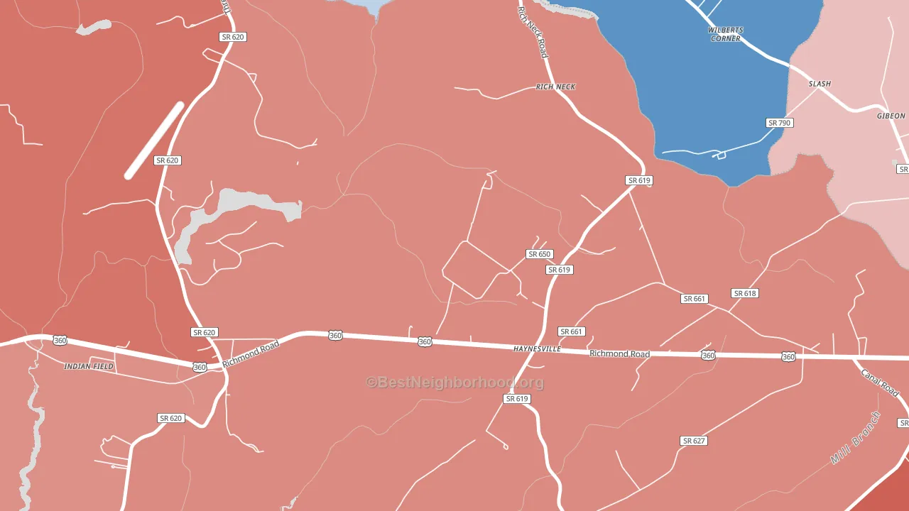 22472, VA block-group political-lean map