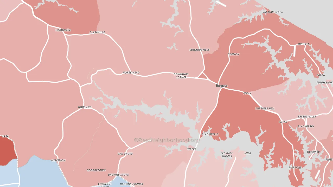 22473, VA block-group political-lean map
