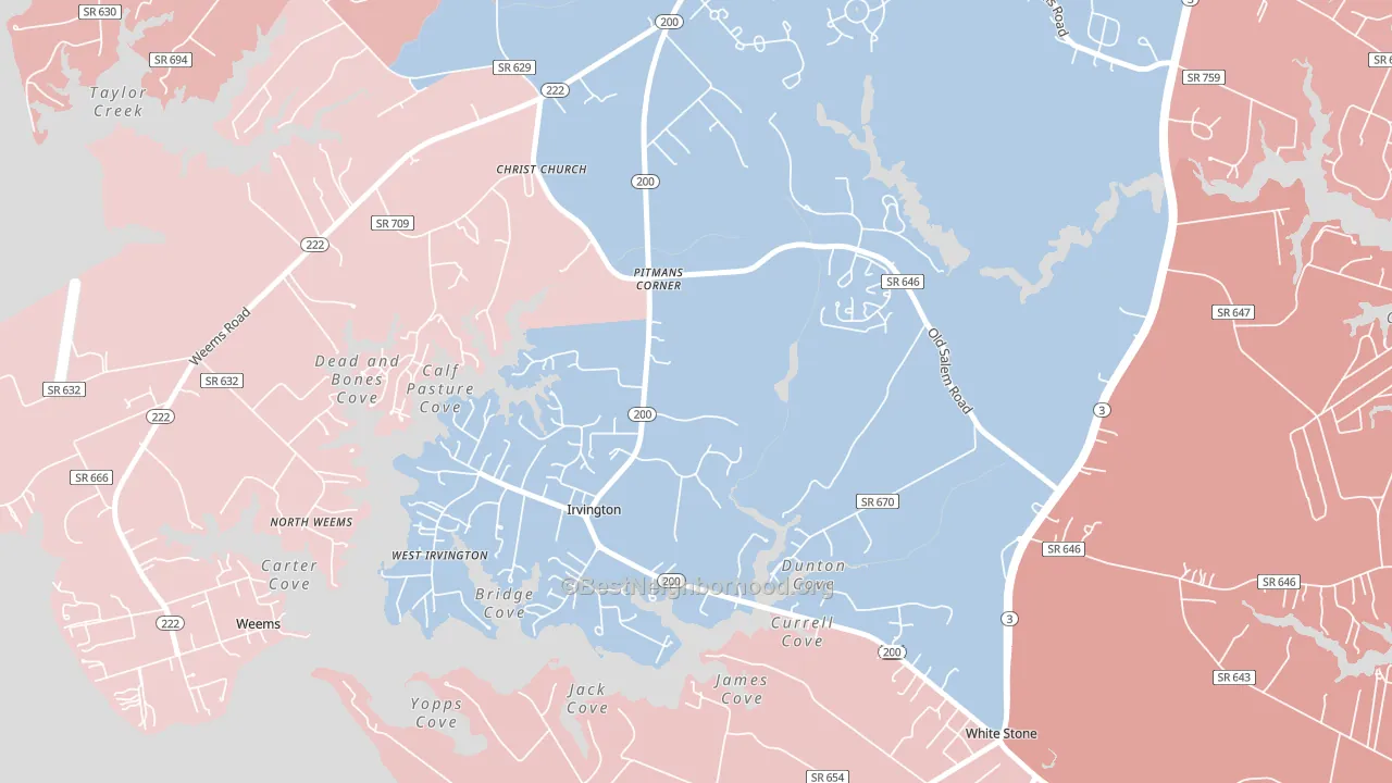 22480, VA block-group political-lean map