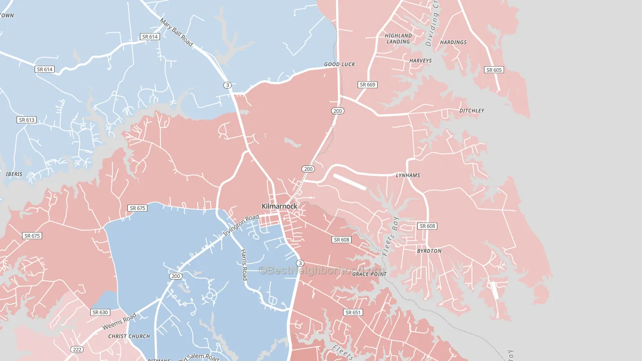22482, VA block-group political-lean map