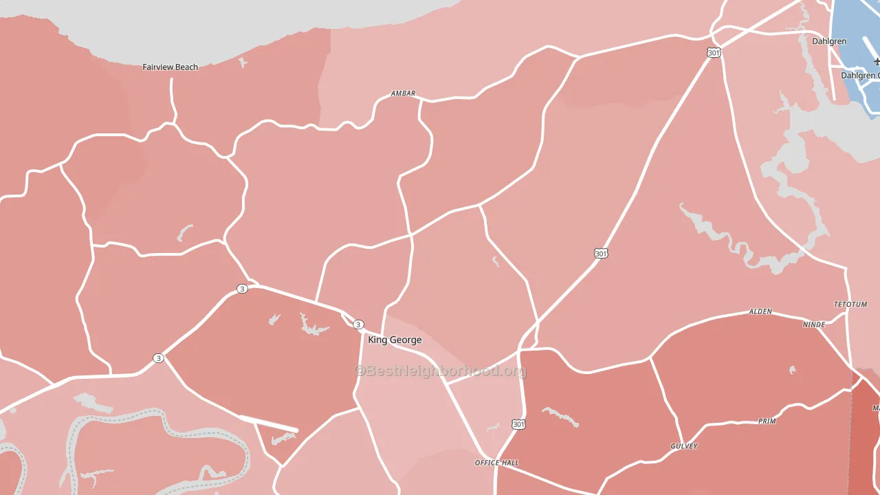 22485, VA block-group political-lean map