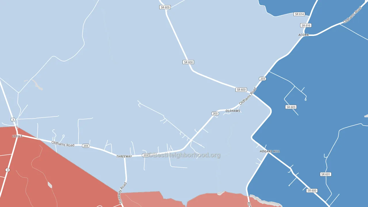 22529, VA block-group political-lean map