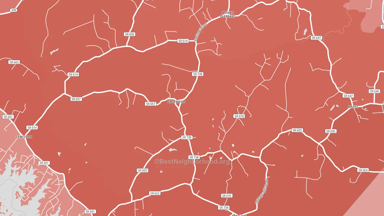 22534, VA block-group political-lean map