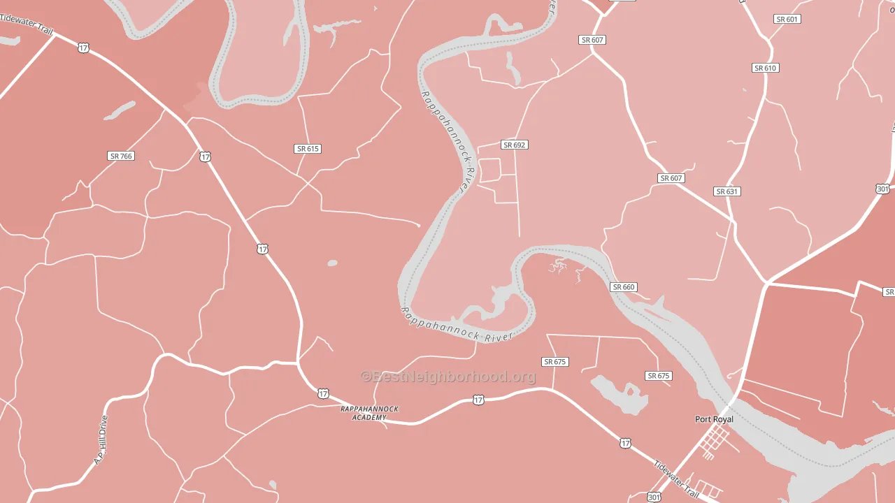 22538, VA block-group political-lean map