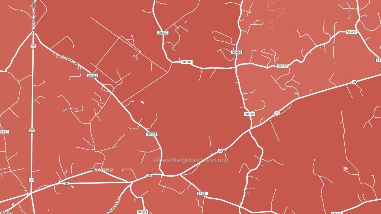 22542, VA block-group political-lean map