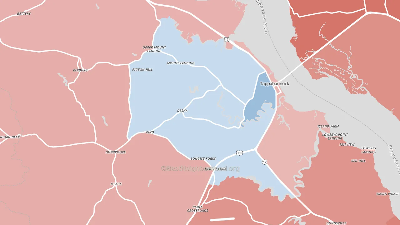 22560, VA block-group political-lean map