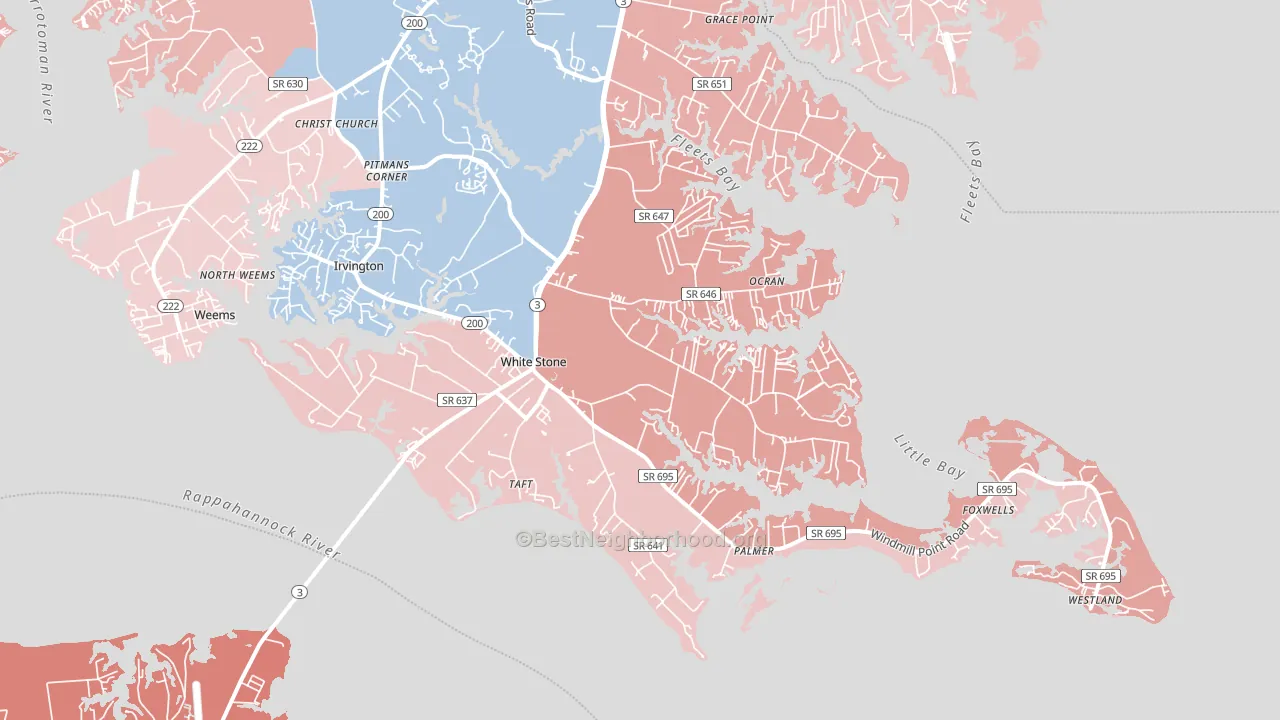 22578, VA block-group political-lean map