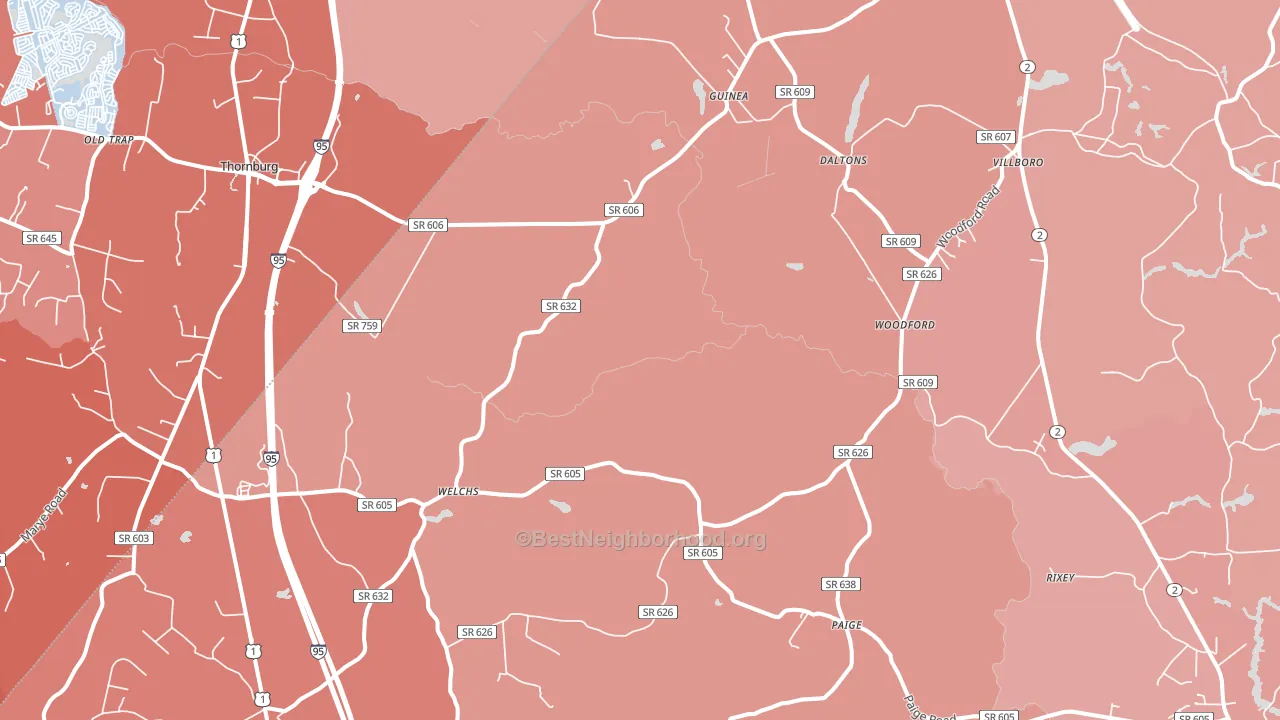 22580, VA block-group political-lean map