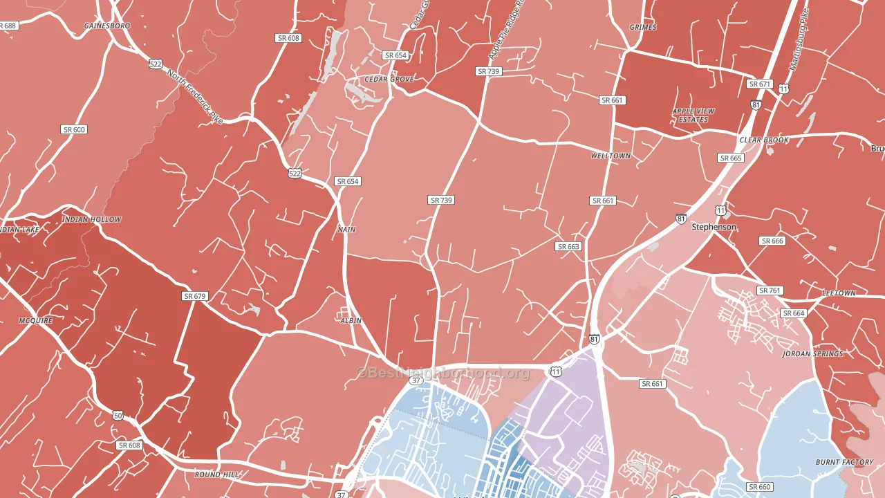 22603, VA block-group political-lean map