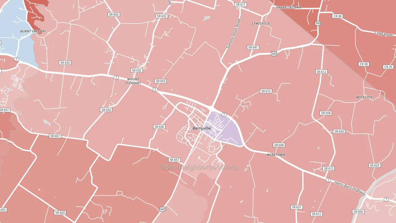 22611, VA block-group political-lean map