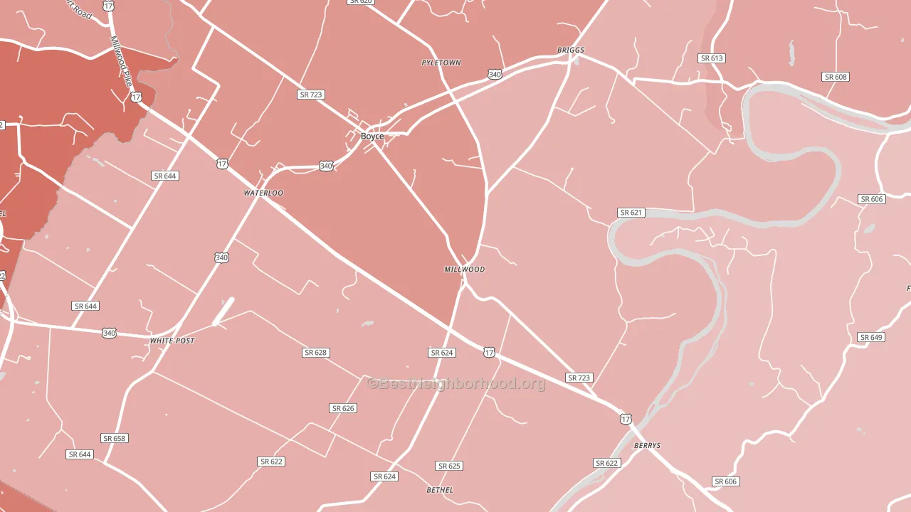 22620, VA block-group political-lean map
