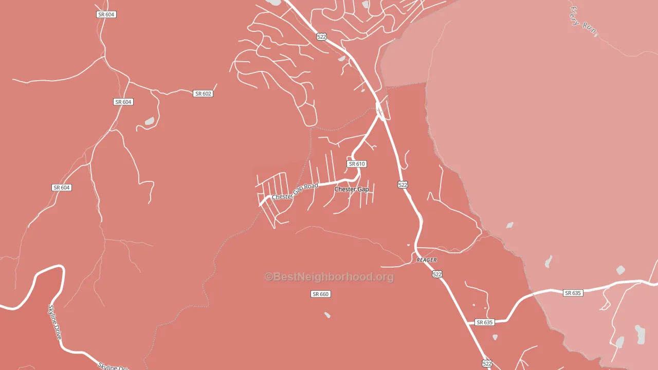 22623, VA block-group political-lean map