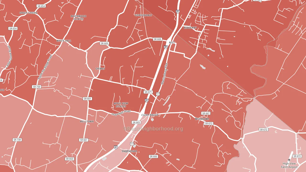 22624, VA block-group political-lean map