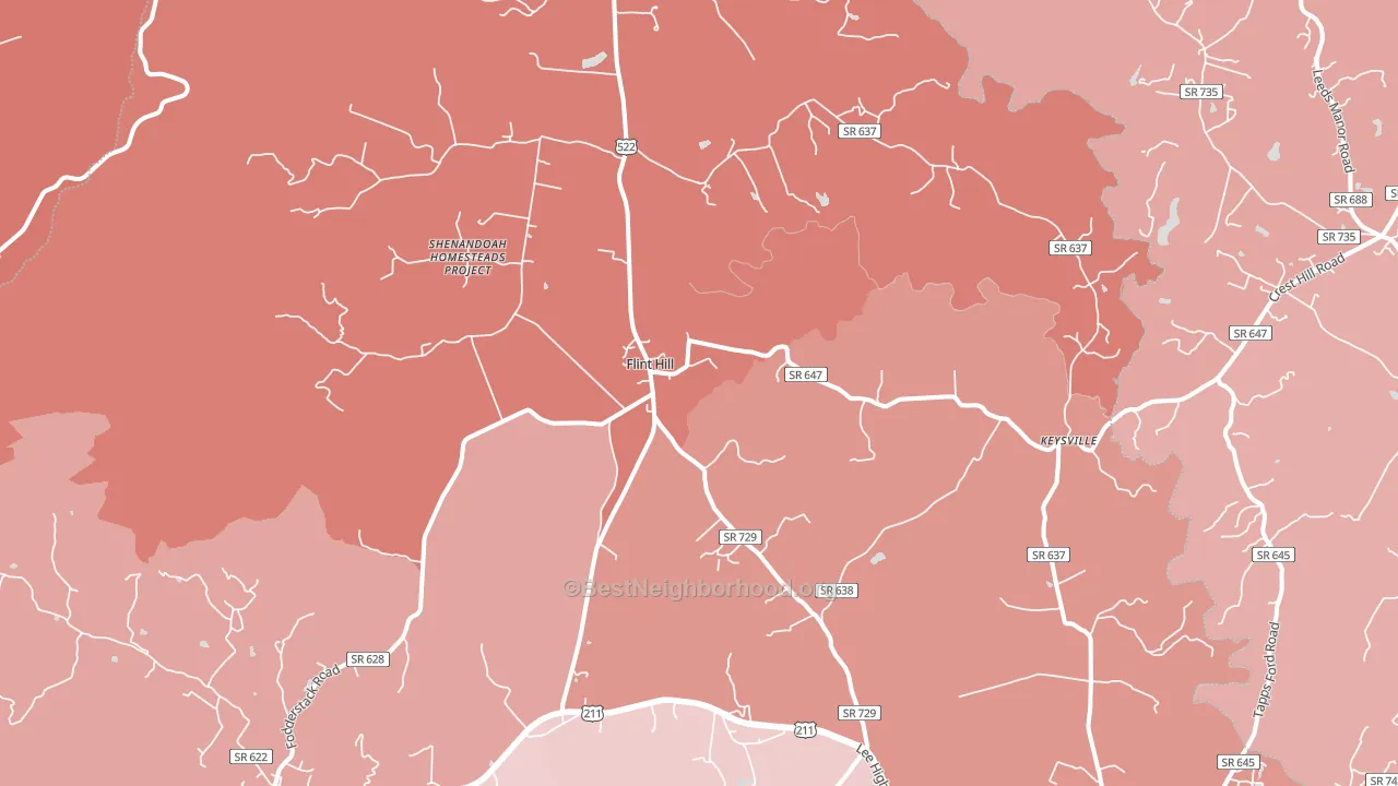22627, VA block-group political-lean map