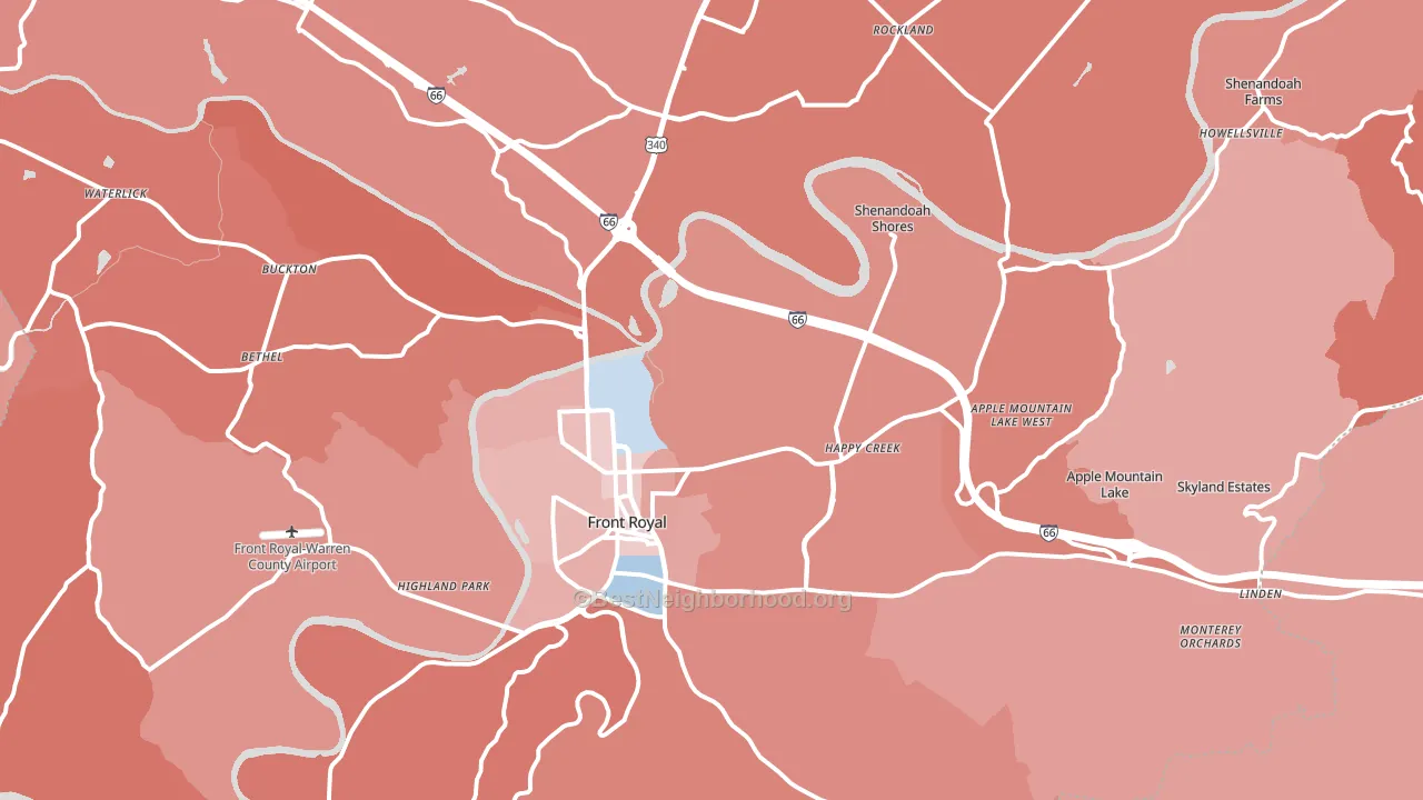 22630, VA block-group political-lean map