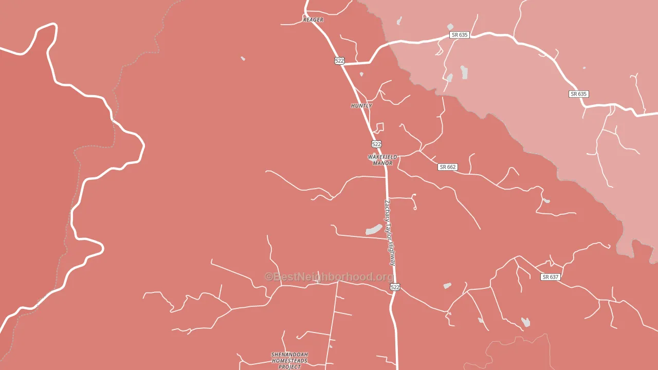 22640, VA block-group political-lean map