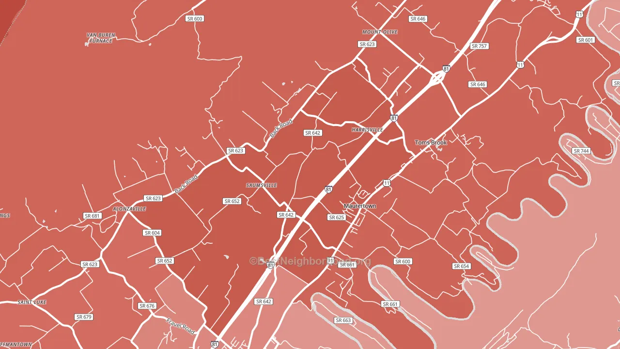 22644, VA block-group political-lean map