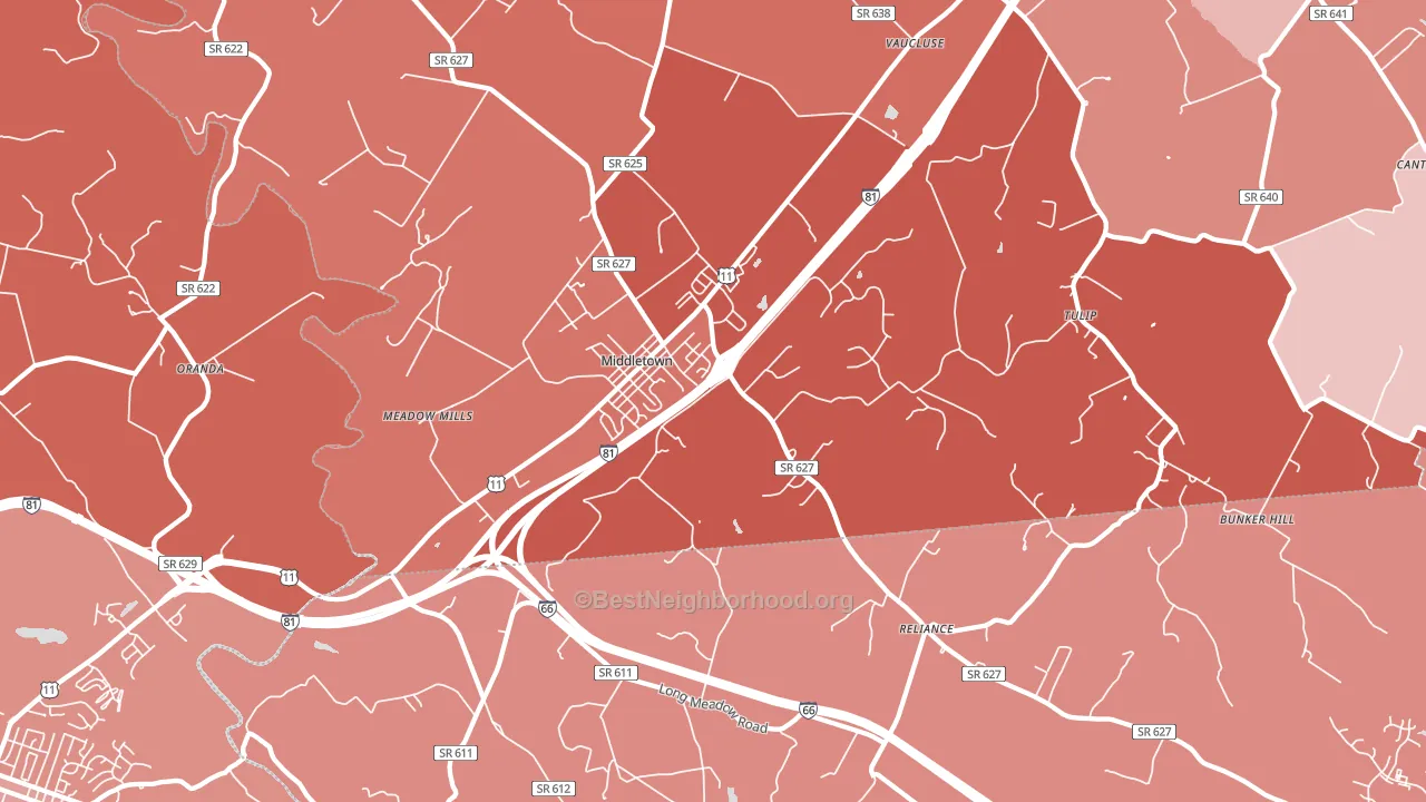 22645, VA block-group political-lean map