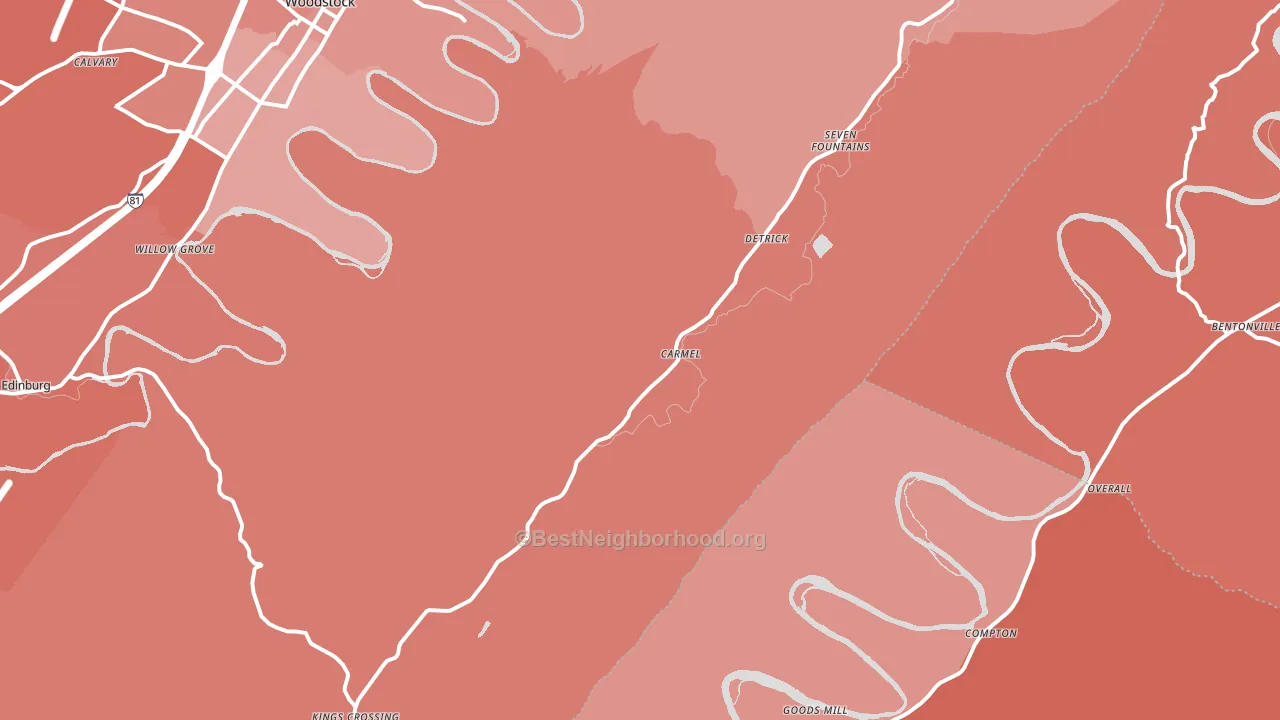 22652, VA block-group political-lean map