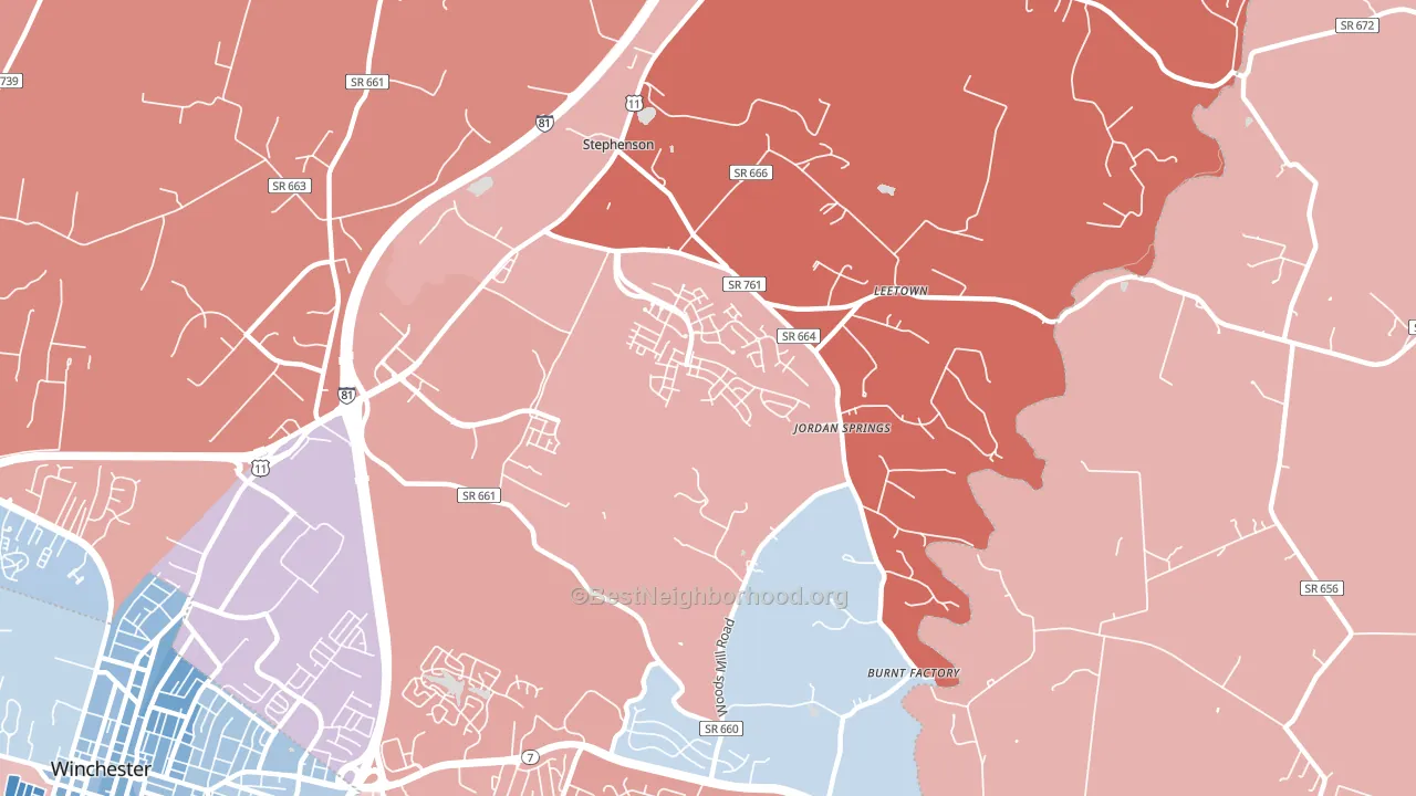 22656, VA block-group political-lean map