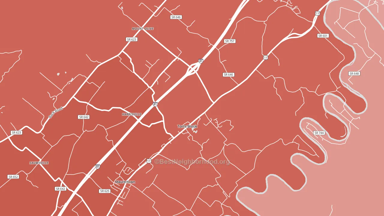 22660, VA block-group political-lean map